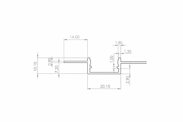 N - פרופיל טרימלס שקוע 2.15 ס"מ