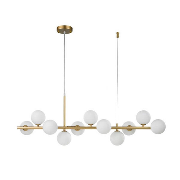 L - ארט מנורת תליה 11 כדורי זכוכית חלבי