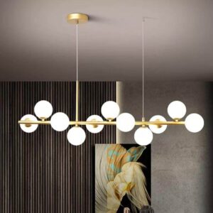 L - ארט מנורת תליה 11 כדורי זכוכית חלבי