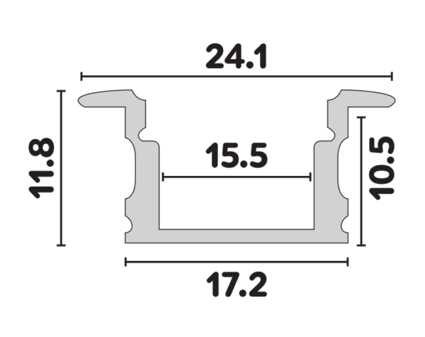 O - פרופיל 17.2 מ"מ לד COB שקוע גובה 11.8 מ"מ
