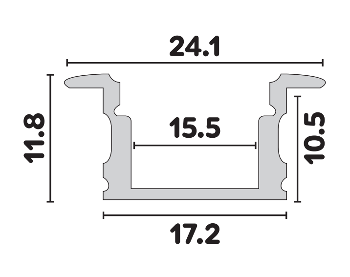 O - פרופיל 17.2 מ"מ לד COB שקוע גובה 11.8 מ"מ