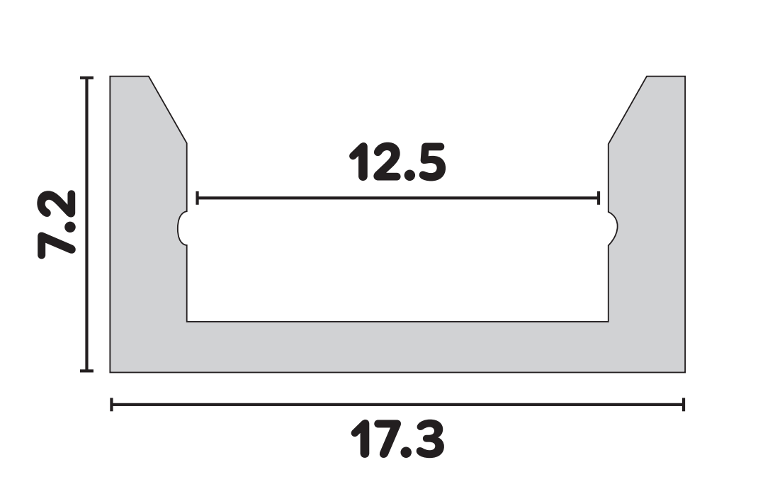 O - פרופיל N לד COB על הטיח רוחב 1.73 ס"מ גובה 0.7