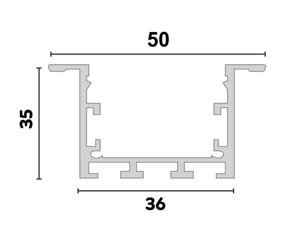 O - פרופיל 36 מ"מ PCB LED שקוע שוליים רחבים
