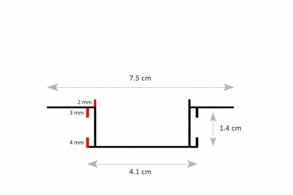 N - פרופיל טרימלס שקוע 4.1 ס"מ