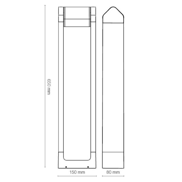 EU - בולרד לד 65 ס"מ 8W IP54 גוף שחור
