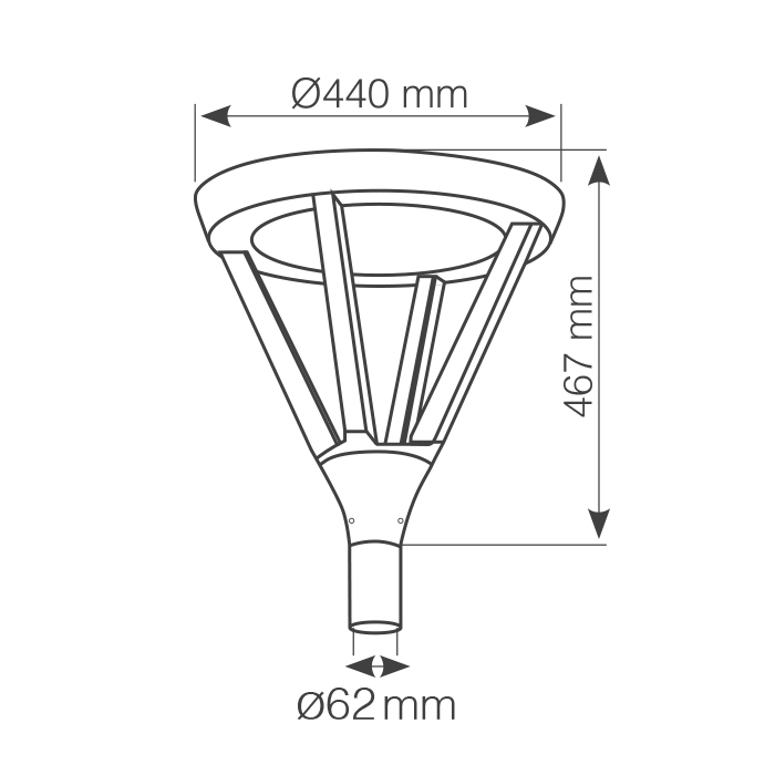 EU - ראש תאורת רחוב/גינה לד 60W CCT - עגול - לעמוד בקוטר 60 מ"מ