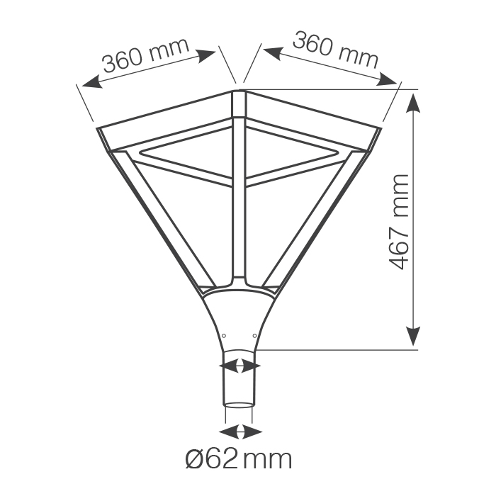EU - ראש תאורת רחוב/גינה לד 60W CCT - מרובע - לעמוד בקוטר 60 מ"מ