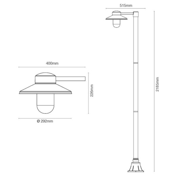 EU - עמוד גינה "קיימבריג'" E27 230V IP54 ראש בודד