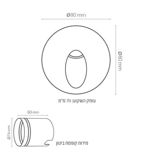 EU - שקוע לד עגול מסדרת נוגה 3W