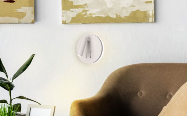 EU - מנורת צמוד קיר קריאה עגולה 3W+6W IP20 אור חם