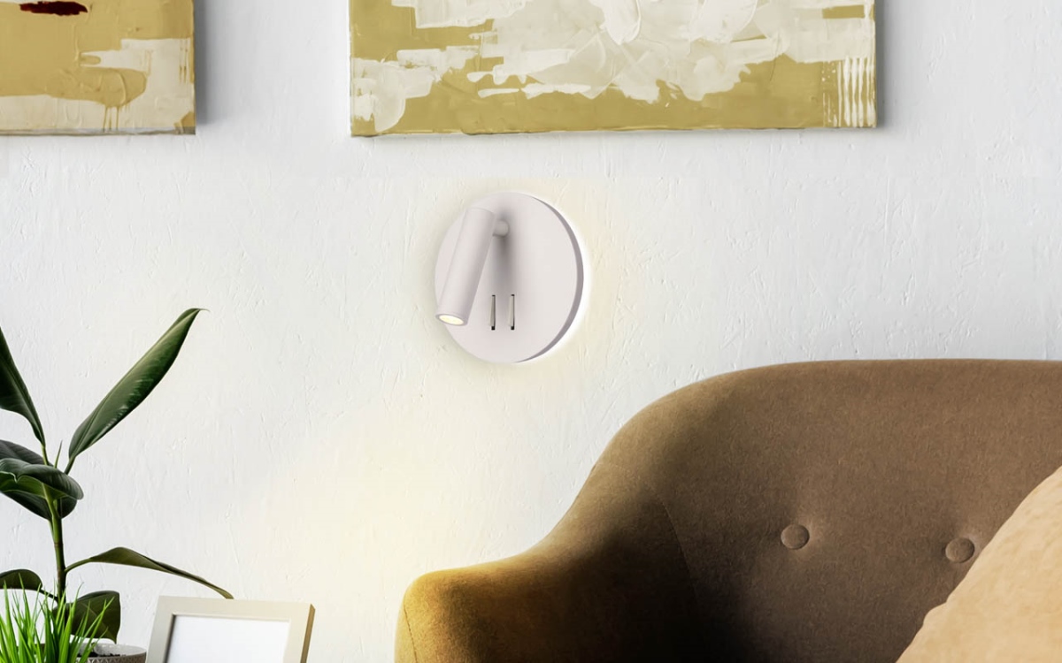 EU - מנורת צמוד קיר קריאה עגולה 3W+6W IP20 אור חם