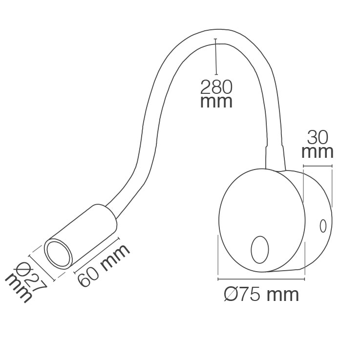 EU - צמוד קיר מתכוונן סדרת POINTER זרוע גמישה לחצן הפעלה 3000K 3W